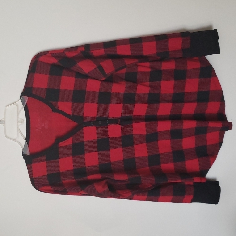 Natural reflection buffalo check Henley long sleeve shirt, women's size medium